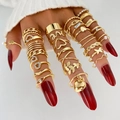 Set de anillos bohemios dorados con mariposa, corazón y cristales para superposición - HS1621-2