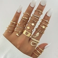 Set di 23 anelli dorati con farfalla, serpente e strass per donne eleganti e chic - Stile Oro (HS1546-31) / 24 Pezzi
