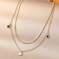 Collana a doppio strato in oro con catena a serpente e pendenti a stella su seta elegante - Stile Doppio Strato Stella Dorato (BXG037-8)