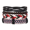 Men's 4-piece multilayer braided leather bracelet set with ethnic wooden beads - Arrow Pattern Ethnic Style (HS1598-20)
