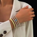 Böhmisches 4-teiliges Perlenarmband-Set mit Evil Eye Anhänger und gelben Tonscheiben - Silber Böser Blick Polymer-Ton Armband Set (HS1700-6)