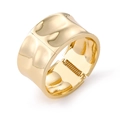 Fashionable gold irregular wide metal bracelet with hammer texture and spring hinge - Hammered Texture Wide Style (HS1751)