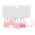 5-teiliges rosa Schmuckset mit Harz-Gummibärchen, Kaninchen und Creolen-Ohrringen - Rosa Thema 5-Paar-Set (HS1722-1)