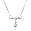Detail of silver necklace with three round zircons and a teardrop-shaped pendant on white - Water Drop Zirconia Pendant Necklace (HS1679-1) / Silver