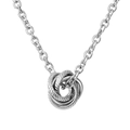 Silver multi-layered intertwined rings necklace with polished and textured finishes - Intertwined Rings Pendant Necklace (HS1679-3) / Silver