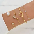 Goldenes vierteiliges Armband-Set mit Schmetterling, Perlen und Knotendesign - Gold Stil 6 (HS1667-6)