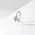U-shaped non-piercing silver nose cuff with sparkling star-shaped zircon stone - Silver Pentagram (HS1660-1)