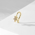 Minimalist gold U-shaped non-piercing nose ring with star design and zircons - Gold Pentagram (HS1660-2)