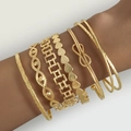 Goldenes Armband-Set aus Legierung mit Knotendesign und geometrischen Formen am Handgelenk - Gold Stil 10 (HS1667-10)