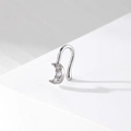 Polished silver U-shaped non-pierced nose clip with sparkling moon-shaped zircon stones - Silver Moon (HS1660-3)