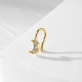 U-shaped gold moon nose clip with three sparkling crystals in a non-pierced design - Gold Moon (HS1660-4)