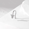 Silver U-shaped non-piercing nose cuff featuring three round sparkling cubic zirconia - Silver 3-Stone Triangle (HS1660-5)