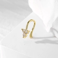 U-shaped non-pierced gold nose clip with three sparkling round white zirconia stones - Gold 3-Stone Triangle (HS1660-6)