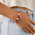 Bracciale patriottico con bandiera USA con perline rosso bianco blu e ciondolo a fiocco - Stile Fiocco (HS1651-11)