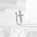 U-shaped non-pierced silver nose clip with a sparkling cross design and pavé crystals - Silver Cross (HS1660-9)