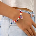 Bracciale con ciondolo a cuore bandiera USA e perline rosse, bianche e blu - Stile Cuore (HS1651-12)