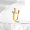 Non-pierced gold U-shaped nose clip featuring a cross design inlaid with white zircons - Gold Cross (HS1660-10)