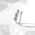 U-shaped non-pierced silver nose clip with three vertical sparkling AB rhinestones - Silver 3-AB Stone (HS1660-11)
