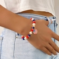 Bracciale patriottico bandiera USA con perline rosse bianche blu per il 4 luglio - Stile Bandiera Rotonda (HS1651-13)