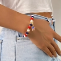 Bracciale patriottico bandiera USA con perline rosso bianco blu e ciondolo a stella al polso - Stile Bandiera Stella (HS1651-14)