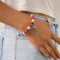 Bracciale fatto a mano con ciondolo stella bandiera USA e perline rosse bianche blu - Stile Stella Vuota (HS1651-15)