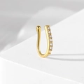 Non-piercing gold U-shaped nose clip featuring seven tiny sparkling inlaid zircons - Gold Row Stone (HS1660-14)