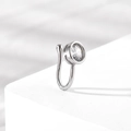 Minimalist silver U-shaped non-pierced nose clip with a sparkling round zircon stone - Silver Single Stone (HS1660-15)