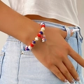 Bracciale di perline fatto a mano bandiera USA con perle rosse, blu e bianche patriottiche - Stile Lettera USA (HS1651-16)