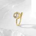 U-shaped non-piercing gold nose clip with sparkling round clear zircon stone - Gold Single Stone (HS1660-16)
