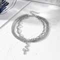 Zilveren meerlaagse enkelband met een getextureerde minimalistische slangen hanger - Zilveren Driedelig Slang Hanger Stijl (HS1705-9)