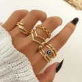 Set di anelli vintage in oro KC con accenti di smeraldo e dettaglio Evil Eye - HS1680-15