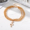 Gelaagde gouden enkelband met gestructureerde slangenhanger en verstelbare sluiting - Goud Driedelig Slang Hanger Stijl (HS1705-10)