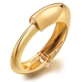 Minimalist gold irregular wide bangle with polished surface and spring hinge closure - Minimalist Arc Polished Style (HS1753)