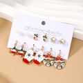 6-Paar Weihnachts-Ohrstecker-Set mit festlichen Zuckerstangen- und Baum-Motiven - Weihnachtsthema Stil 4 (HS1737-4)