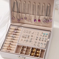 Gelaagde sieradendoos set met imitatieparel kettingen en diverse legering oorbellen - Paarse Edelsteen Hanger Stijl (HS1713-7)