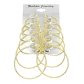 Set of 6 pairs of gold-colored textured hoop earrings in assorted sizes on display card - Gold Diamond Textured Style (HS1732-1)