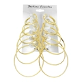 Set of 6 pairs of gold-plated textured hoop earrings in various sizes on a display card - Gold Embossed Textured Style (HS1732-3)