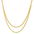 Elegant gold double-layer necklace set with wave-textured chains and metallic finish - Popcorn Wave Texture Double Layer Necklace (HS1765-1)