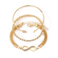 Set of 4 gold-tone fashion bracelets with infinity symbol and rhinestone mesh detail - Infinity Symbol Full Rhinestone Woven Bracelet Bangle (HS1765-4)