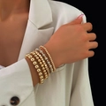 Fünfteiliges stapelbares Perlenarmband-Set mit Goldperlen und gepunkteten Steinen - Gold Gepunkteter Steinperlen Armband Set (HS1700-2)