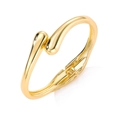 Polished gold irregular liquid metal bangle with open waterdrop design and hinge - Fluid Open Teardrop Style (HS1757)