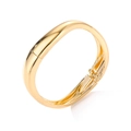 Polished golden irregular geometric metal bangle with smooth liquid texture and hinge - Minimalist Polished Style (HS1758)