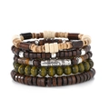 Bohemian multi-layer handmade beaded bracelet set with wood beads and metal charms - Bohemian Stacked Wood Beads Metal Tube Style (HS1759-1)