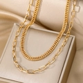 Conjunto de collares dorados con eslabones cubanos y de clip para un estilo moderno - Apilado Clip Cubano Dorado (HS1838-2)
