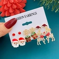 Christmas earring set with Santa, reindeer and snowflake pendants for holiday gift - Santa Claus Gift Box And Bow Reindeer Style (HS1885-6)