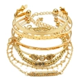 Schickes 6-7-teiliges Goldlegierung Armband Set mit Zirkonia und Perlenimitaten - 7-teiliges Goldwellen Strass Armband Set (HS1866-9)
