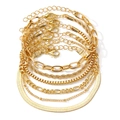 Set aus 6 lagigen goldenen Legierungsarmbändern inklusive Schlangen und Gliederketten - 6-teiliges Beliebtes Multiketten Armband Set (HS1866-10)