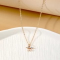 Golden layered necklace featuring a delicate cherry pendant with pearls and crystals - Rhinestone Leaf Artificial Pearl Cherry Necklace (HS1879-5)