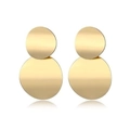 Minimalist double layer circular geometric stud earrings in brushed gold finish - Double Layer Round Disc Style (HS1930-Gold-2)