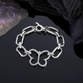 Pulsera de cadena gruesa plateada con colgante de mariposa hueca y cierre de palanca - Estilo de Candado de Cadena Gruesa de Mariposa Calada (HS1939-2)